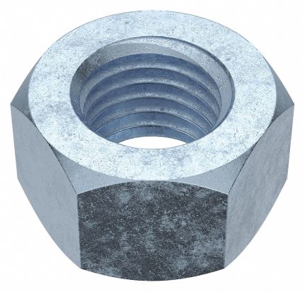 Hex Nut: 7/8"-9 Thread, 1 19/64 in Hex Wd, 3/4 in Hex Ht, Steel, Grade 5, Zinc Plated, 10 PK