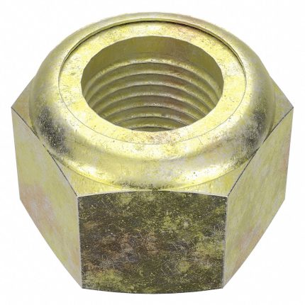 Lock Nut: Nylon Insert, 7/8"-14 Thread Size, Steel, Grade 8, Zinc Yellow, 1 1/4 in Hex Wd, 10 PK