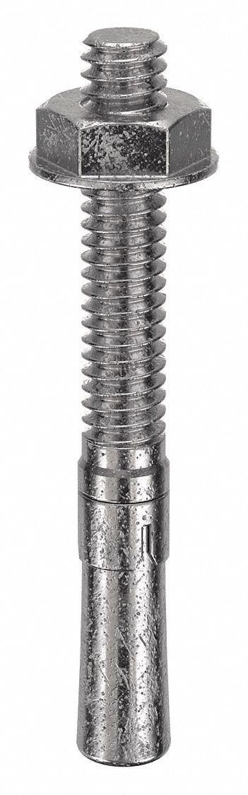 RED HEAD Wedge Anchor: 2 1/4 in Overall Lg, 1/4 in Dia, 1/4"-20 Thread Size, Stainless Steel, 100 PK