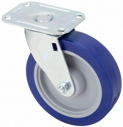 APPROVED VENDOR Plate Caster: Swivel, Polyurethane, 5 in Wheel Dia, 1 1/4 in Wheel Wd, Light Duty