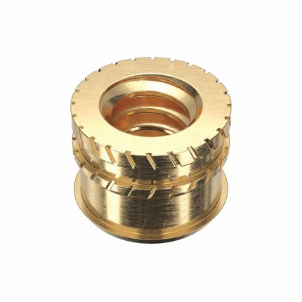 Heat-Set Insert: #10-24 Thread Size, 15/64 in Overall Lg, 19/64 in Dia, Brass, 100 PK