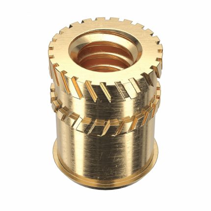 Heat-Set Insert: #10-24 Thread Size, 3/8 in Overall Lg, 19/64 in Dia, Brass, Plastic, 50 PK
