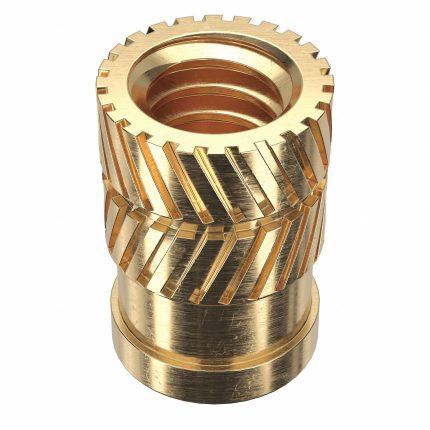 Heat-Set Insert: 1/4"-20 Thread Size, 1/2 in Overall Lg, 11/32 in Dia, Brass, Plastic, 50 PK