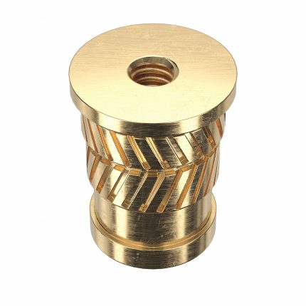 Heat-Set Insert: #8-32 Thread Size, 23/64 in Overall Lg, 1/4 in Dia, Brass, 100 PK