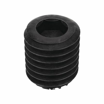 Socket Set Screw: 1/4"-28 Thread Size, 5/16 in Overall Lg, Knurled Cup pt, Alloy Steel, 100 PK