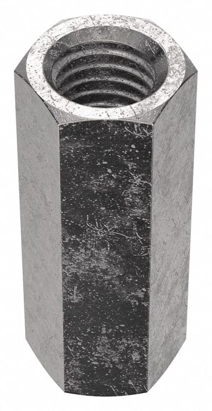 Coupling Nut: Plain, 316, Stainless Steel, 5/8"-11 Thread, 13/16 in Hex Wd, 2 1/8 in Lg, Plain, 2 PK