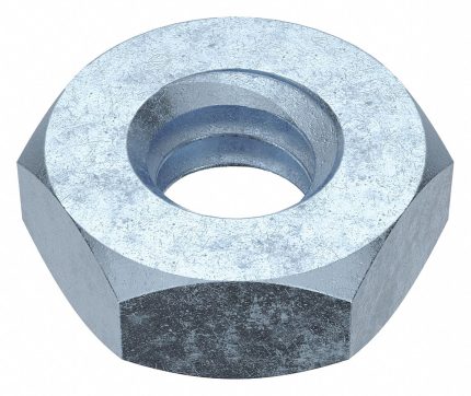 Jam Nut: 1/4"-20 Thread, 7/16 in Hex Wd, 5/32 in Hex Ht, Steel, Grade A, Zinc Plated, 100 PK