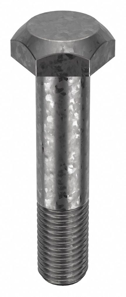 Structural Bolt: Steel, A325 Type 1, Hot Dipped Galvanized, 1"-8 Thread Size, 4 3/4 in lg