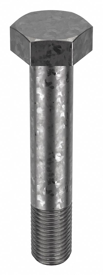 Structural Bolt: Steel, A325 Type 1, Hot Dipped Galvanized, 1 1/4"-7 Thread Size, 6 in lg