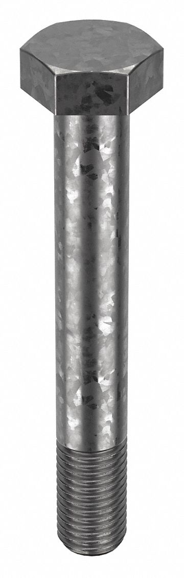Structural Bolt: Steel, A325 Type 1, Hot Dipped Galvanized, 1 1/8"-7 Thread Size, 8 in lg