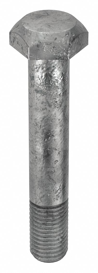 Structural Bolt: Steel, A325 Type 1, Hot Dipped Galvanized, 1 1/4"-7 Thread Size, 7 1/2 in lg