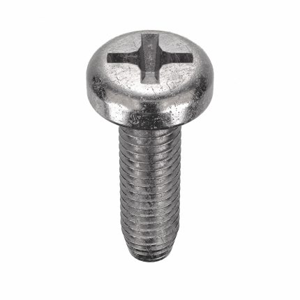 Thread Cutting Screw: #10 Size, 5/8 in Lg, 410 Stainless Steel, Plain, Pan, Phillips, F, 100 PK