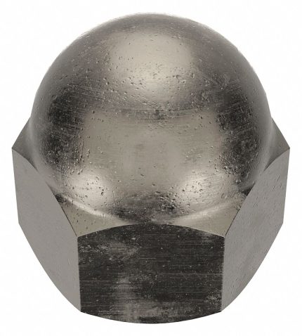 Cap Nut: 3/8"-16 Thread, Nickel Plated, Not Graded, Steel, 0.625 in Ht, 50 PK