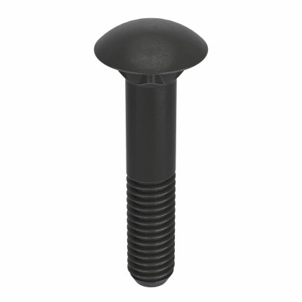 Carriage Bolt: Square, Steel, Grade 2, Black Oxide, 7/16"-14 Thread Size, 1 1/4 in lg, Inch, 50 PK