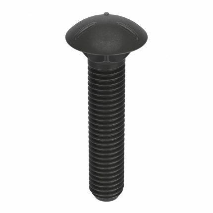 Carriage Bolt: Square, Steel, Grade 5, Black Oxide, 1/2"-13 Thread Size, 3 1/2 in lg, Inch, 25 PK