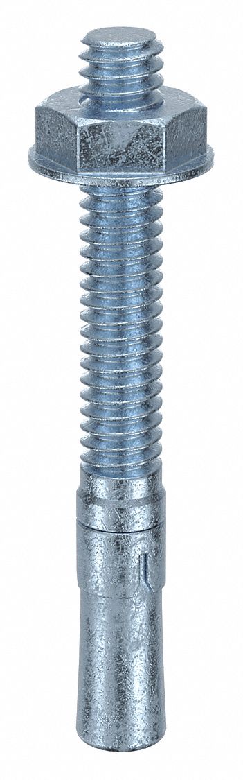MKT FASTENING Wedge Anchor: 2 1/4 in Overall Lg, 1/4 in Dia, 1/4"-20 Thread Size, Steel, 20 PK