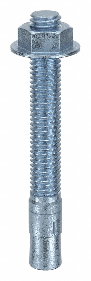MKT FASTENING Wedge Anchor: 4 1/4 in Overall Lg, 1/2 in Dia, 1/2"-13 Thread Size, Steel, 10 PK