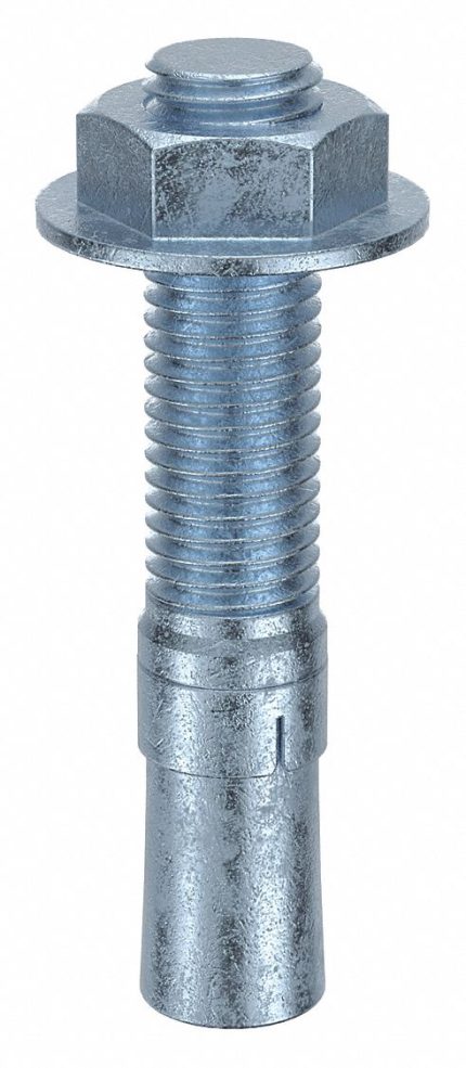 MKT FASTENING Wedge Anchor: 4 1/4 in Overall Lg, 3/4 in Dia, 3/4"-10 Thread Size, Steel, Steel, 5 PK