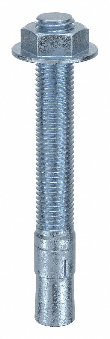 MKT FASTENING Wedge Anchor: 6 1/4 in Overall Lg, 3/4 in Dia, 3/4"-10 Thread Size, Steel, Steel, 5 PK