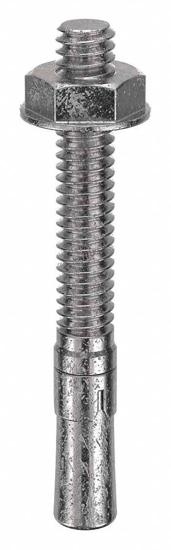 MKT FASTENING Wedge Anchor: 2 1/4 in Overall Lg, 1/4 in Dia, 1/4"-20 Thread Size, Plain, 20 PK