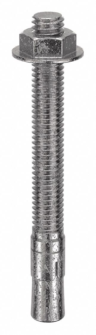 MKT FASTENING Wedge Anchor: 3 3/4 in Overall Lg, 3/8 in Dia, 3/8"-16 Thread Size, Plain, 20 PK