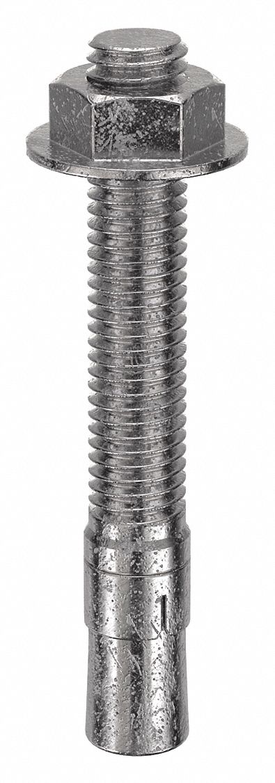 MKT FASTENING Wedge Anchor: 3 3/4 in Overall Lg, 1/2 in Dia, 1/2"-13 Thread Size, Plain, 10 PK