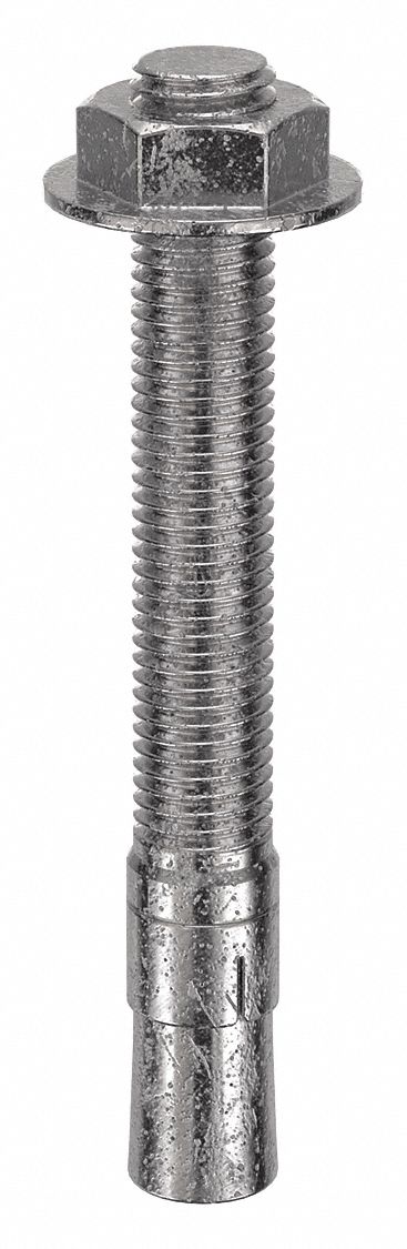 MKT FASTENING Wedge Anchor: 6 1/4 in Overall Lg, 3/4 in Dia, 3/4"-10 Thread Size, Plain, Plain, 5 PK