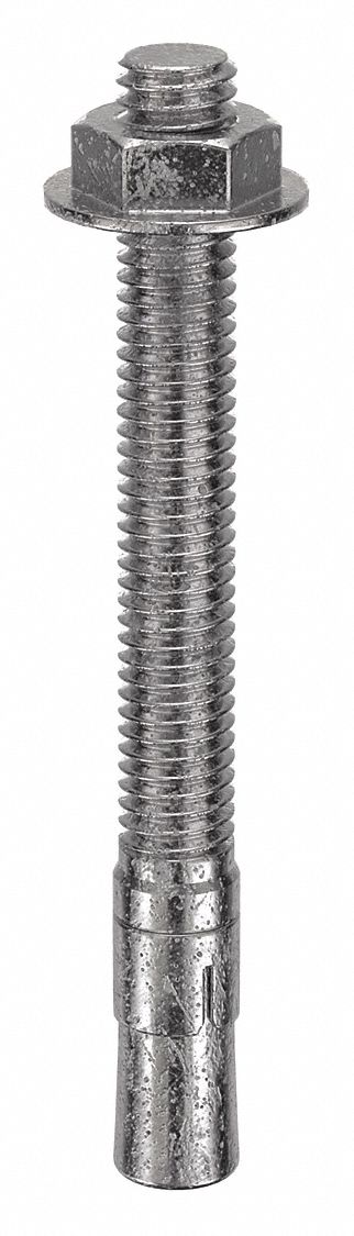 MKT FASTENING Wedge Anchor: 3 3/4 in Overall Lg, 3/8 in Dia, 3/8"-16 Thread Size, Plain, 20 PK