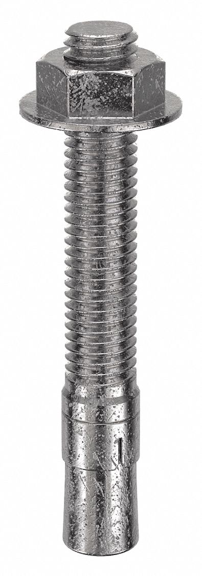 MKT FASTENING Wedge Anchor: 3 3/4 in Overall Lg, 1/2 in Dia, 1/2"-13 Thread Size, Plain, 10 PK