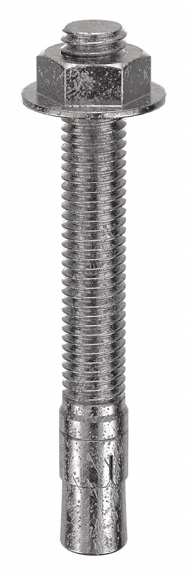 MKT FASTENING Wedge Anchor: 4 1/4 in Overall Lg, 1/2 in Dia, 1/2"-13 Thread Size, Plain, 10 PK