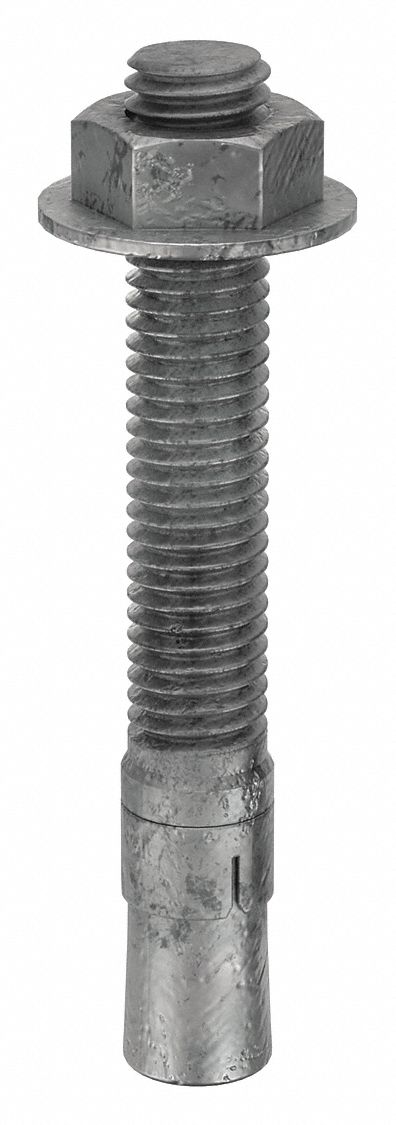 MKT FASTENING Wedge Anchor: 3 3/4 in Overall Lg, 1/2 in Dia, 1/2"-13 Thread Size, Steel, 10 PK
