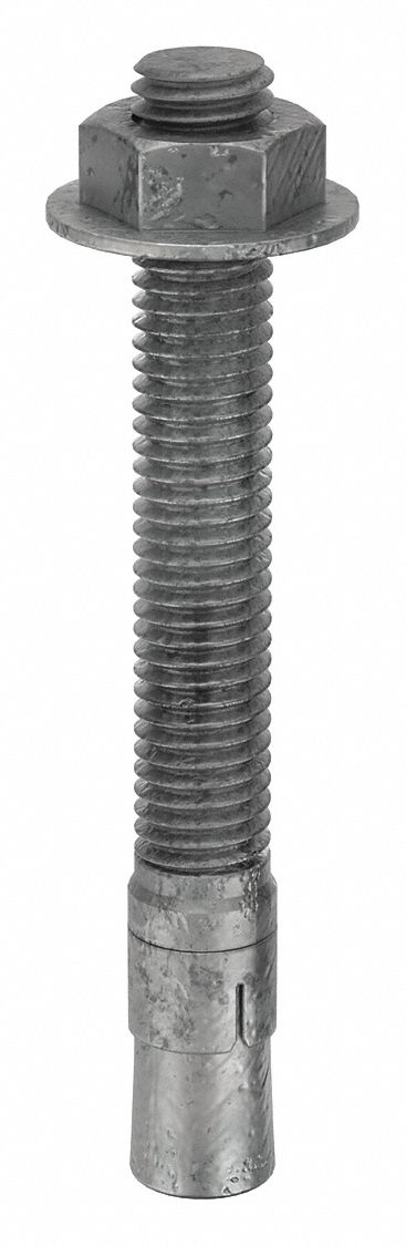 MKT FASTENING Wedge Anchor: 4 1/4 in Overall Lg, 1/2 in Dia, 1/2"-13 Thread Size, Steel, 10 PK