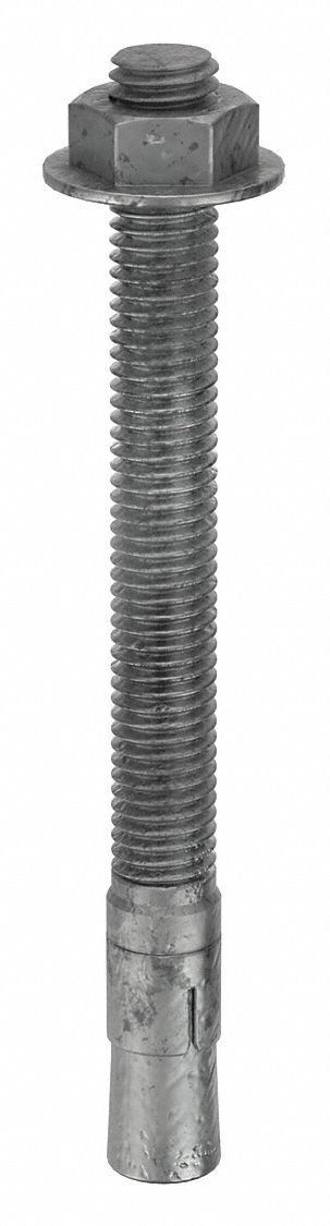 MKT FASTENING Wedge Anchor: 5 1/2 in Overall Lg, 1/2 in Dia, 1/2"-13 Thread Size, Steel, 10 PK