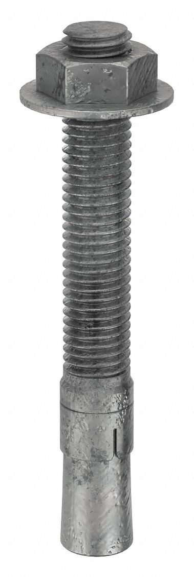 MKT FASTENING Wedge Anchor: 5 in Overall Lg, 5/8 in Dia, 5/8"-11 Thread Size, Steel, Steel, 5 PK
