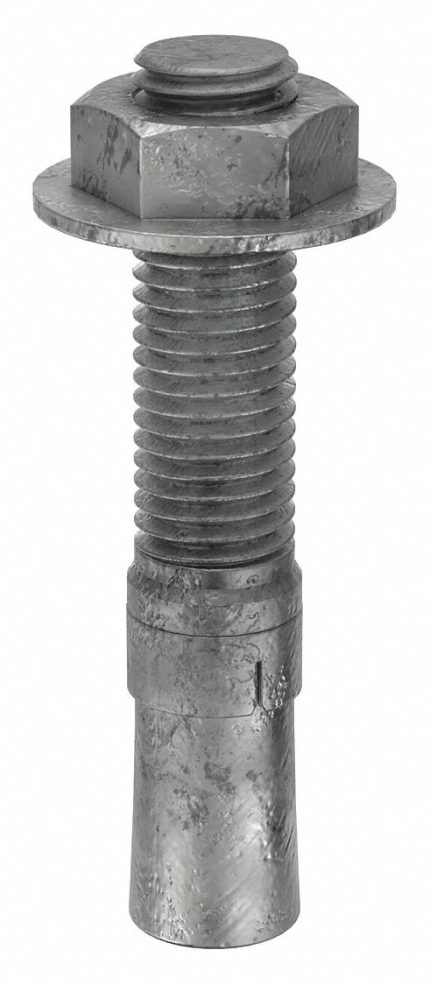 MKT FASTENING Wedge Anchor: 4 1/4 in Overall Lg, 3/4 in Dia, 3/4"-10 Thread Size, Steel, Steel, 5 PK