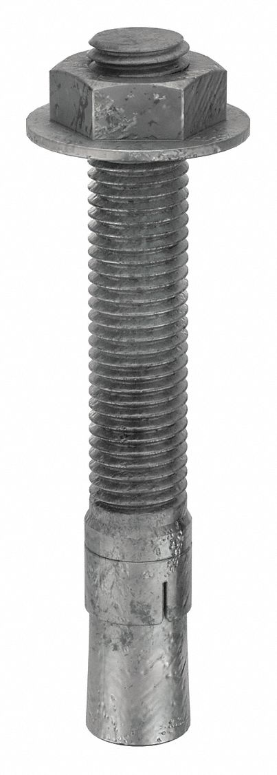 MKT FASTENING Wedge Anchor: 5 1/2 in Overall Lg, 3/4 in Dia, 3/4"-10 Thread Size, Steel, Steel, 5 PK