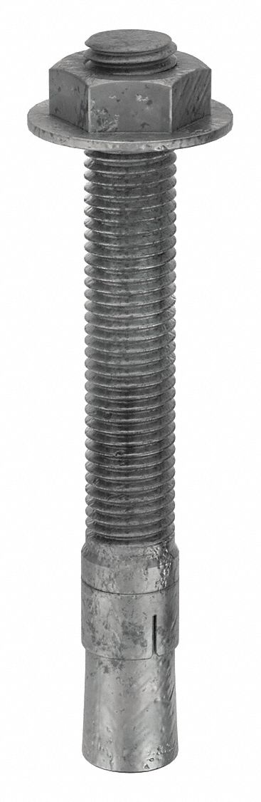 MKT FASTENING Wedge Anchor: 6 1/4 in Overall Lg, 3/4 in Dia, 3/4"-10 Thread Size, Steel, Steel, 5 PK