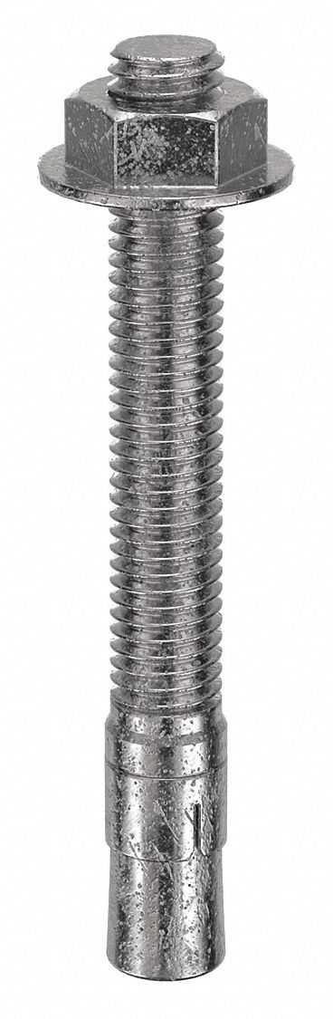 MKT FASTENING Wedge Anchor: 4 1/4 in Overall Lg, 1/2 in Dia, 1/2"-13 Thread Size, Plain, 200 PK