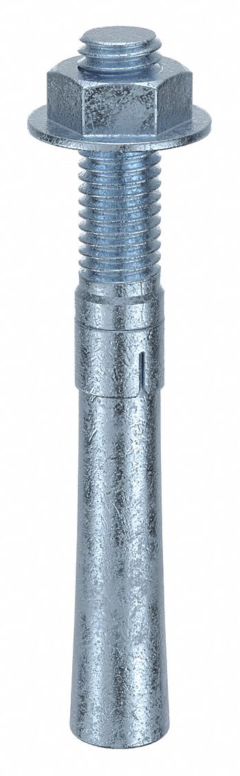 MKT FASTENING Wedge Anchor: 4 1/2 in Overall Lg, 1/2 in Dia, 1/2"-13 Thread Size, Steel, 10 PK