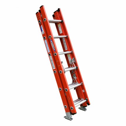 WERNER Extension Ladder: 16 ft Ladder Size, Fiberglass, 300 lb Load Capacity, 41 lb Wt, 3 Sections