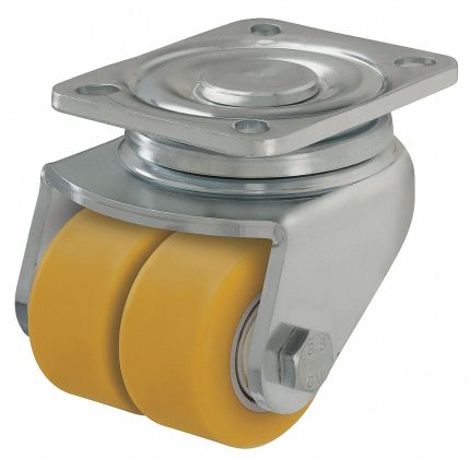 APPROVED VENDOR Plate Caster: Swivel, No Brake, Polyurethane, 3 1/8 in Wheel Dia, 1 9/16 in Wheel Wd