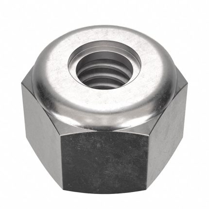 Lock Nut: Nylon Insert, 1/4"-20 Thread Size, Stainless Steel, 18-8, Plain, 1/2 in Hex Wd, 50 PK