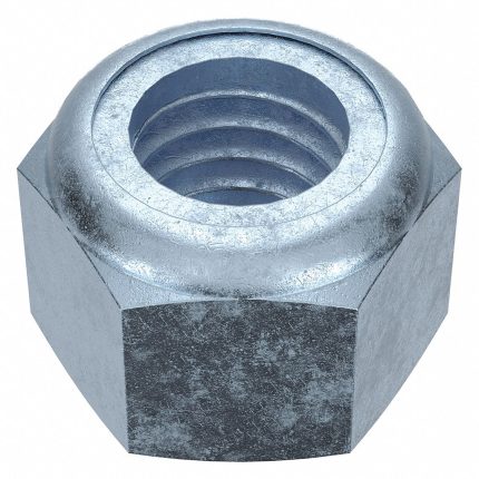 Lock Nut: Nylon Insert, 7/16"-14 Thread Size, Steel, Grade 2, Zinc Plated, 5/8 in Hex Wd, 25 PK
