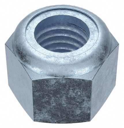 Lock Nut: Nylon Insert, 5/8"-11 Thread Size, Steel, Grade 2, Zinc Plated, 15/16 in Hex Wd, 10 PK