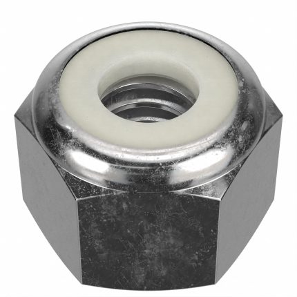 Lock Nut: Nylon Insert, 1/4"-20 Thread Size, Stainless Steel, 18-8, Plain, 7/16 in Hex Wd, 50 PK