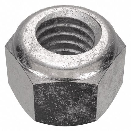 Lock Nut: Nylon Insert, 7/16"-14 Thread Size, Stainless Steel, 18-8, Plain, 5/8 in Hex Wd, 25 PK