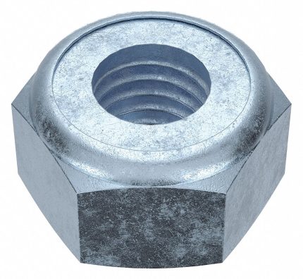 Lock Nut: Nylon Insert, M10-1.50 Thread Size, Steel, Class 5, Zinc Plated, 17 mm Hex Wd, 100 PK