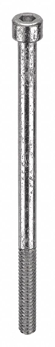 Socket Head Cap Screw: #6-32 Thread Size, 2 1/2 in Lg, Std, Plain, Stainless Steel, 18-8, 100 PK