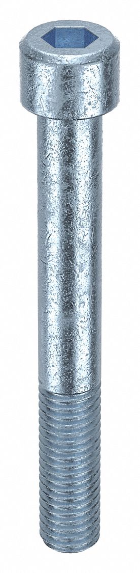 Socket Head Cap Screw: 1/2"-13 Thread Size, 4 in Lg, Std, Zinc Plated, Steel, 0.5 in Head Ht, 5 PK