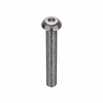 Socket Head Cap Screw: 1/4"-20 Thread Size, 1 3/4 in Lg, Button, Plain, Stainless Steel, 100 PK